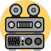 Mini voice speaker on sound receiver icon in gray color. vector