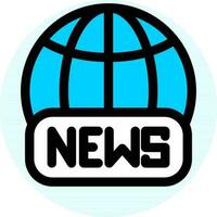 mundo Noticias icono icono en azul y negro color. vector