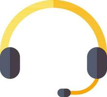 Headphone with mic icon in gray and yellow color. vector
