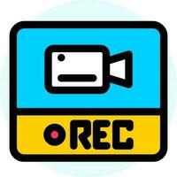 REC video icon in flat style. vector