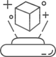 Line art Hologram cube icon in flat style. vector