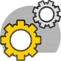 Setting or Cogwheel icon in yellow and gray color. vector