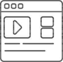 Online video play list icon in black line art. vector