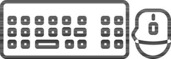 Line art Keyboard with Mouse icon in flat style. vector