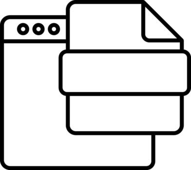 Document paper with browser window icon in line art. vector