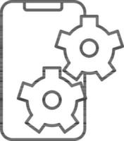 Mobile setting or service icon in thin line art. vector