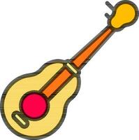 Flat style Guitar icon in yellow and red color. vector