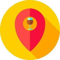 Red Drink bar location point icon on yellow background. vector