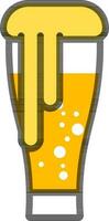 Beer glass icon in yellow and black color. vector