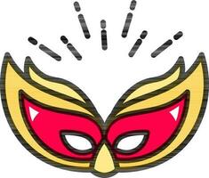 Party eye mask icon in yellow and red color. vector