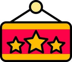 Tres estrella en tablero icono en rojo y amarillo color. vector