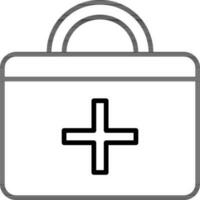 First Aid Box Icon in Black Line Art. vector