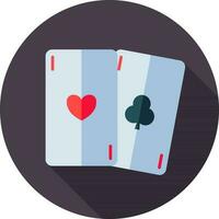 Playing cards icon on purple circle background. vector