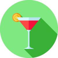 Drink glass with lemon slice icon in flat style. vector