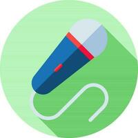 Blue and Red Microphone icon on green round background. vector