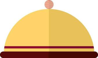 Serving Tray or Cloche icon in yellow and brown color. vector