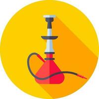 Red and Gray Hookah icon on yellow circle background. vector