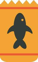 Fish food package icon in orange and black color. vector