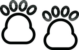 Flat style Paw icon in line art. vector