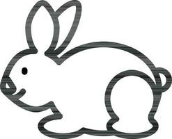 Cute rabbit icon in black line art. vector