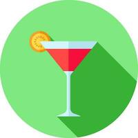 Drink glass with lemon slice icon in flat style. vector