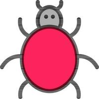 Cartoon Bug Character in pink and black color. vector