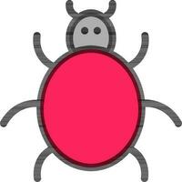 Cartoon Bug Character in pink and black color. vector