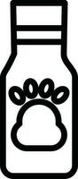 Paw on bottle icon in thin line art. vector