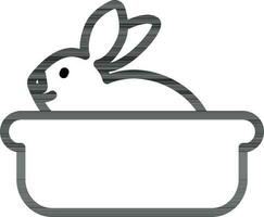 Rabbit in tub icon in line art. vector