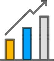 Colorful Bar graph with Arrow Icon on White Background. vector