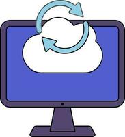 Backup Cloud Data in Computer icon. vector