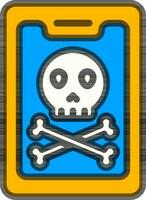 Flat style Skull Icon in Mobile Screen Icon or Symbol. vector