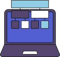 Flat Style Hierarchical Structure in Laptop Screen icon. vector