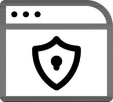 Website lock icon in black line art. vector