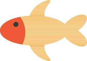 Cartoon fish icon in orange and yellow color. vector