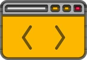 web programación icono en amarillo y gris color. vector