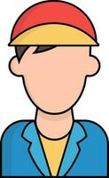 Faceless young man wearing cap icon in flat style. vector