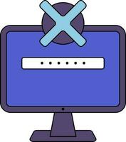 Wrong Password Showing on Computer Screen icon. vector