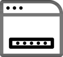 Password login web page icon in black line art. vector