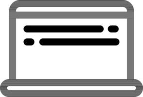 línea Arte ordenador portátil icono en plano estilo. vector