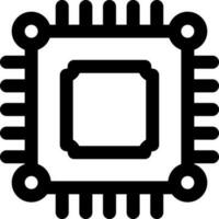 Line art Microchip icon in flat style. vector