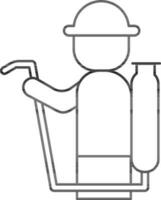 desinfectante hombre con mochila rociador icono. vector