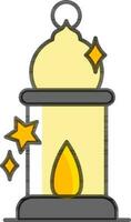 Illuminated arabic lantern icon in yellow color. vector