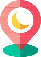 Vector Illustration of Crescent moon on map pin icon.