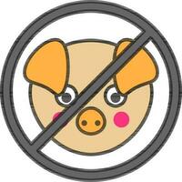 Flat style Pig ban icon or symbol. vector