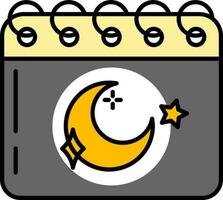 Muslim calendar icon in gray and yellow color. vector