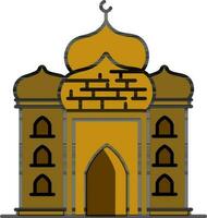 Illustration of Mosque icon in brown color. vector