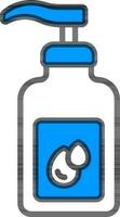 Pump Bottle Icon in in Blue and White Color. vector