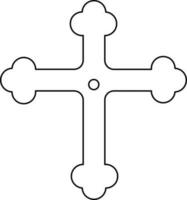 cristiano cruzar icono en negro Delgado línea. vector