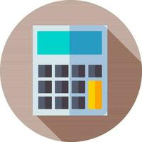Flat Style Calculator icon on brown circle background. vector